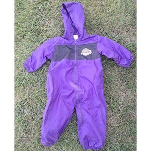 NBA Lakers Nylon Infant/Babies One-Piece Zipper Windbreaker Suit w/ Hood Sz 18M